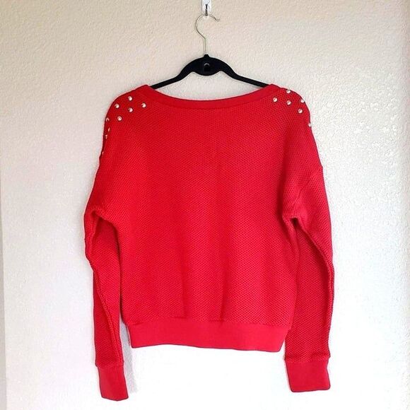 Dolled Up Sweater Studded Crew Neck Waffle Knit  L - Picture 5 of 9